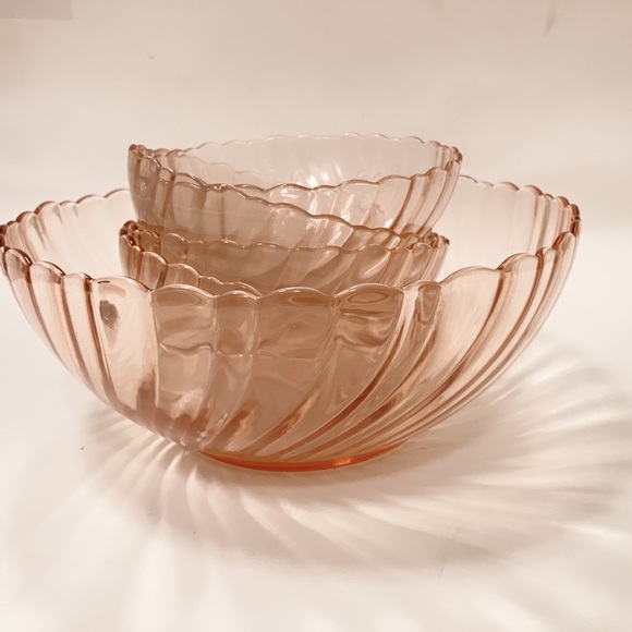 Arcoroc Kitchen Rosaline Pink Glass Arcoroc Salad Bowl Plate Set Poshmark